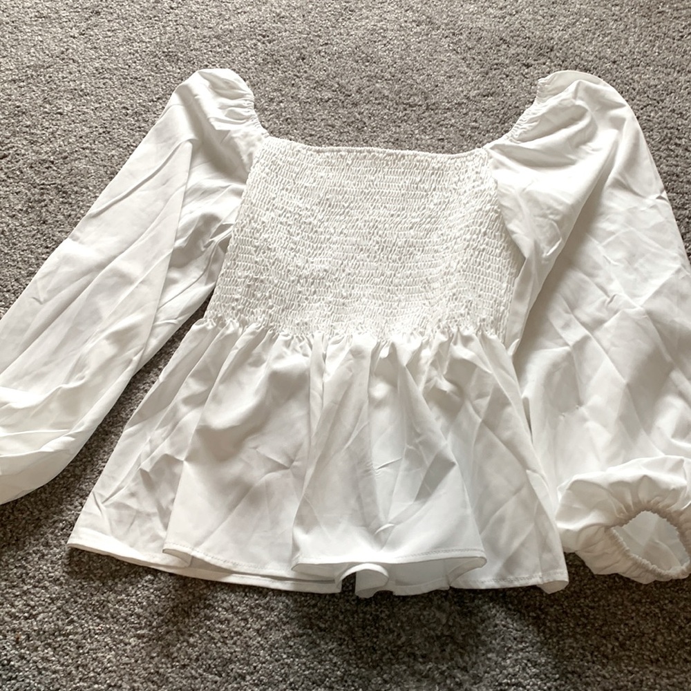 Pleated Peasant Peplum Top